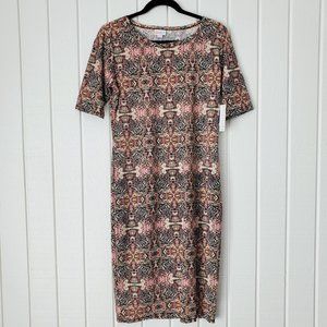 LuLaRoe Julia Dress Meduim Bodycon Fitted Black Pink Orange Mint NWT